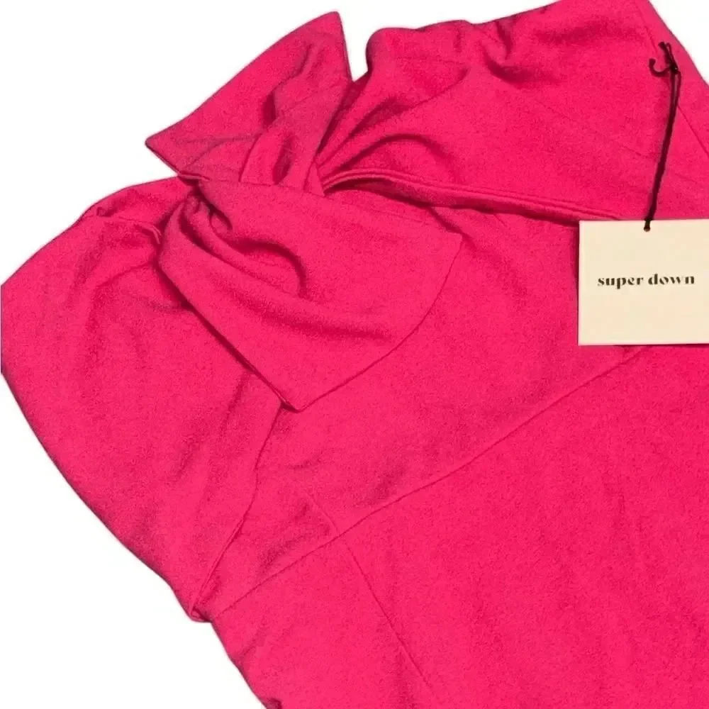 NWT woman’s SUPERDOWN X REVOLVE hot pink georgina tie front dress sz small